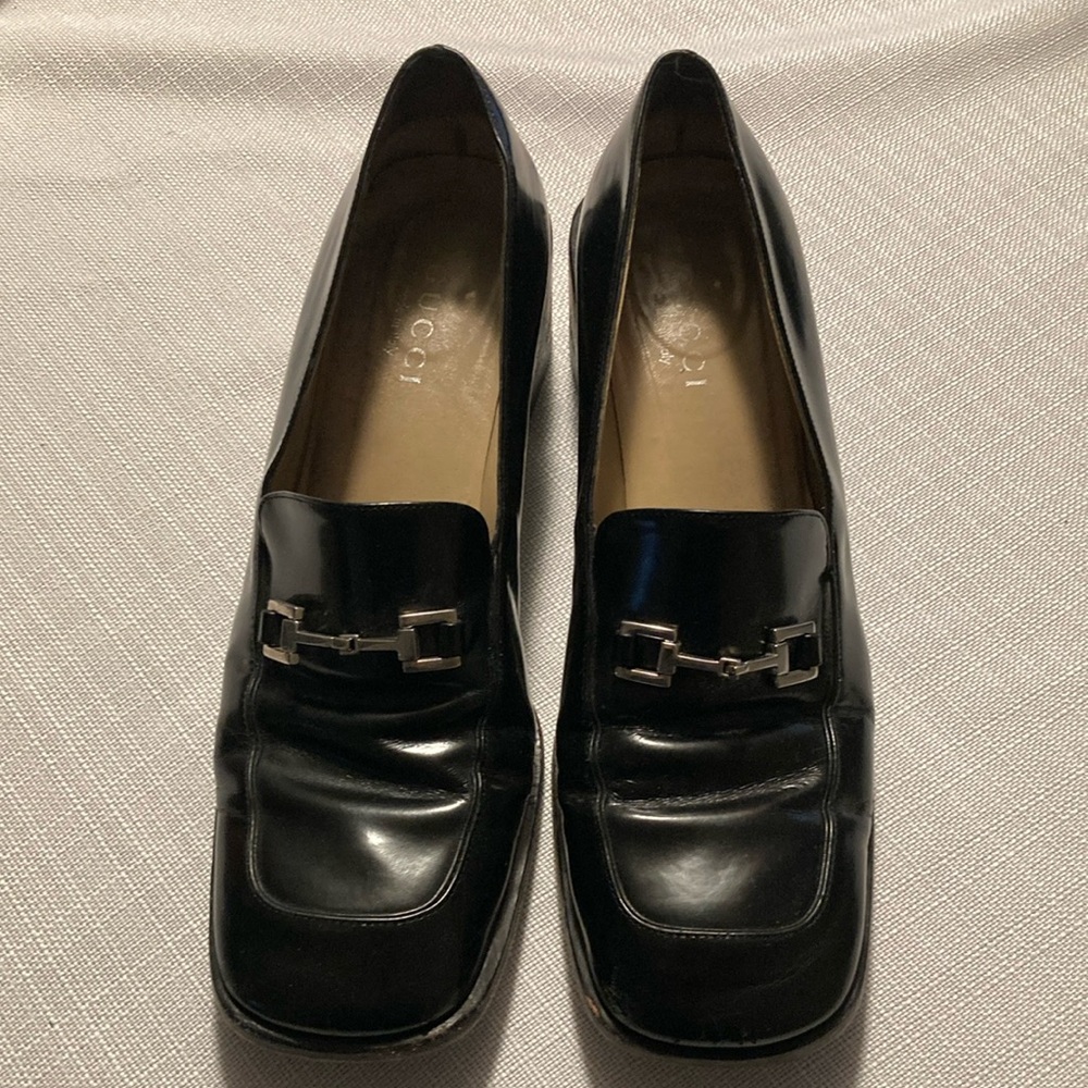 Gucci Black Leather Loafers with Decorative Buckle - Circa 2002